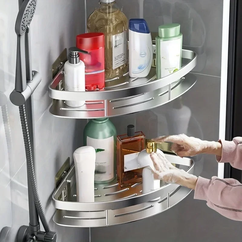 Kitchen Appliances Cabinet - Opbergplank voor de badkamer, aluminium shampoohouder,